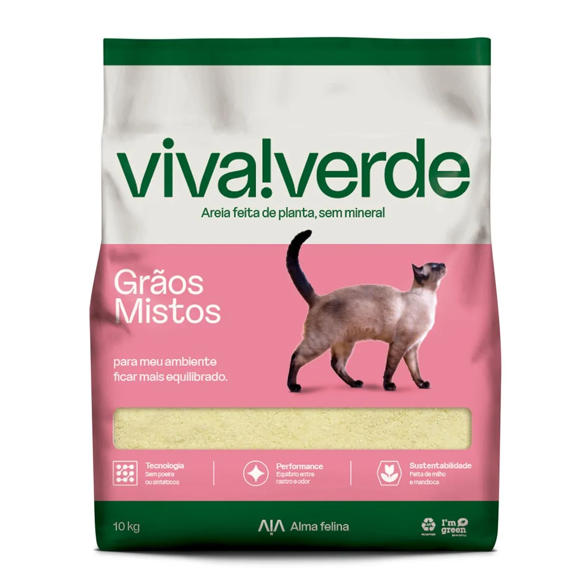 GRANULADO SANITARIO VIVA VERDE 10 KG - GRAOS MISTOS