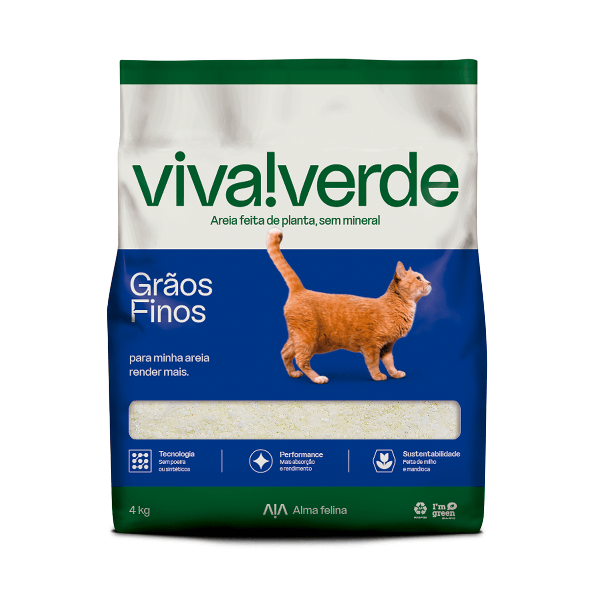 GRANULADO SANITARIO VIVA VERDE 4 KG - GRAOS FINOS