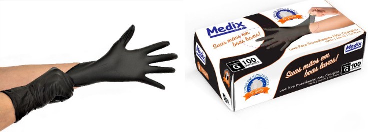 LUVA PROCEDIMENTO NITRILICA PRETA SEM PO - M