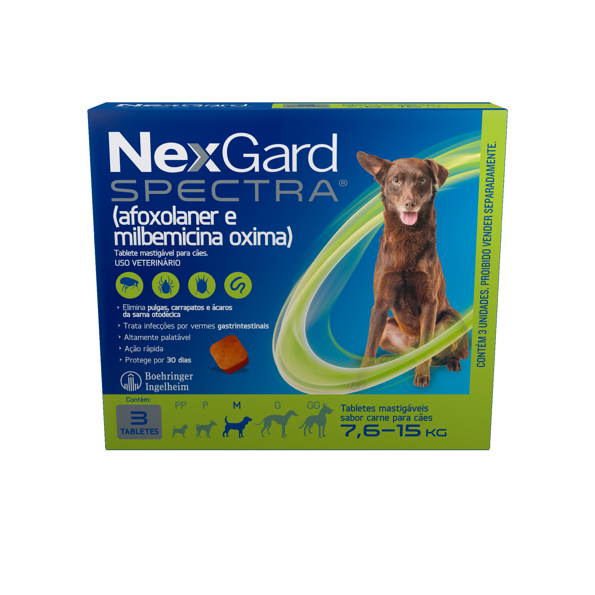 NEXGARD SPECTRA M 2.00GR C/ 3 TABLETES (CAES DE 7,6 A 15KG)