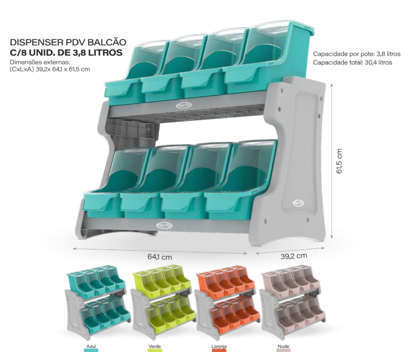 MOVEL PDV BALCAO 8 X 3,8 LT - LARANJA MUNIQUE E CINZA S.E