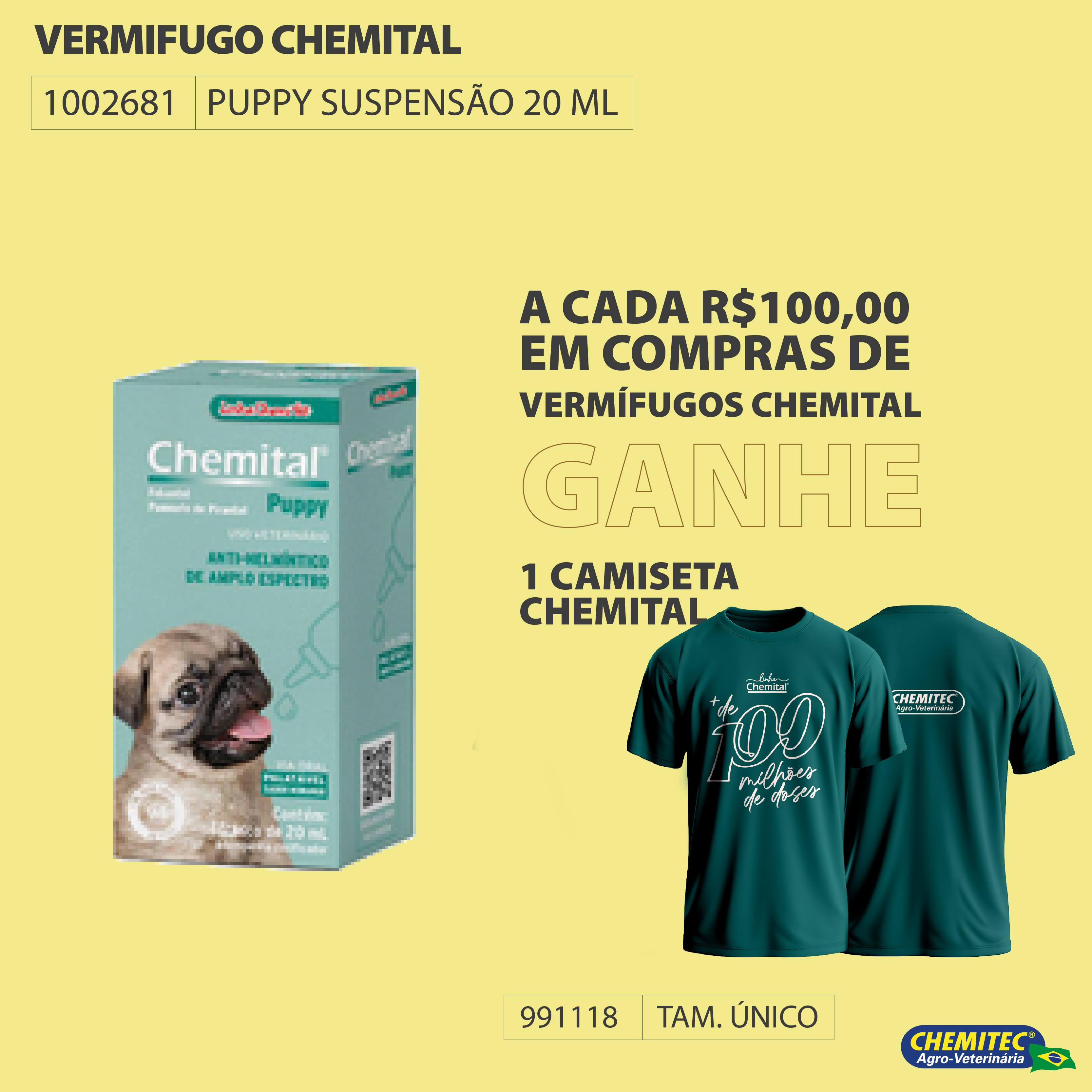 VERMIFUGO CHEMITAL PUPPY SUSPENSAO 20 ML