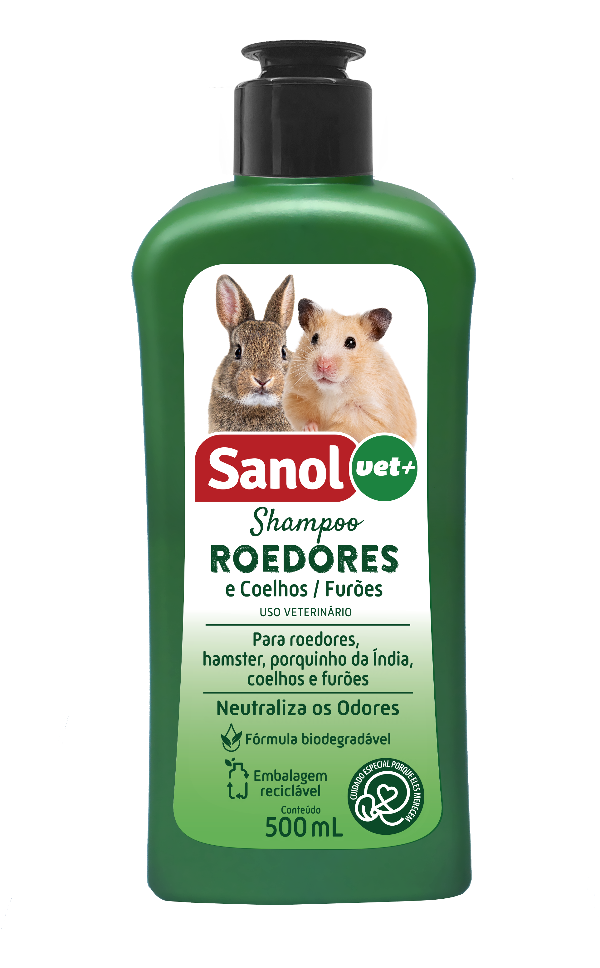 SHAMPOO ROEDORES E COELHOS/ FUROES SANOL VET 500ML