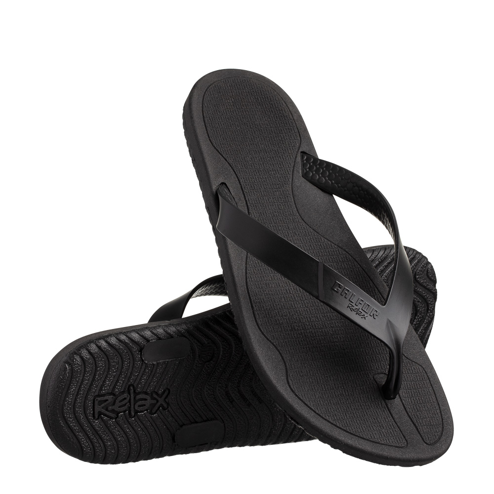 CHINELO CALFOR RELAX PRETO PRETA TIRA PTA 39.40 S.E.