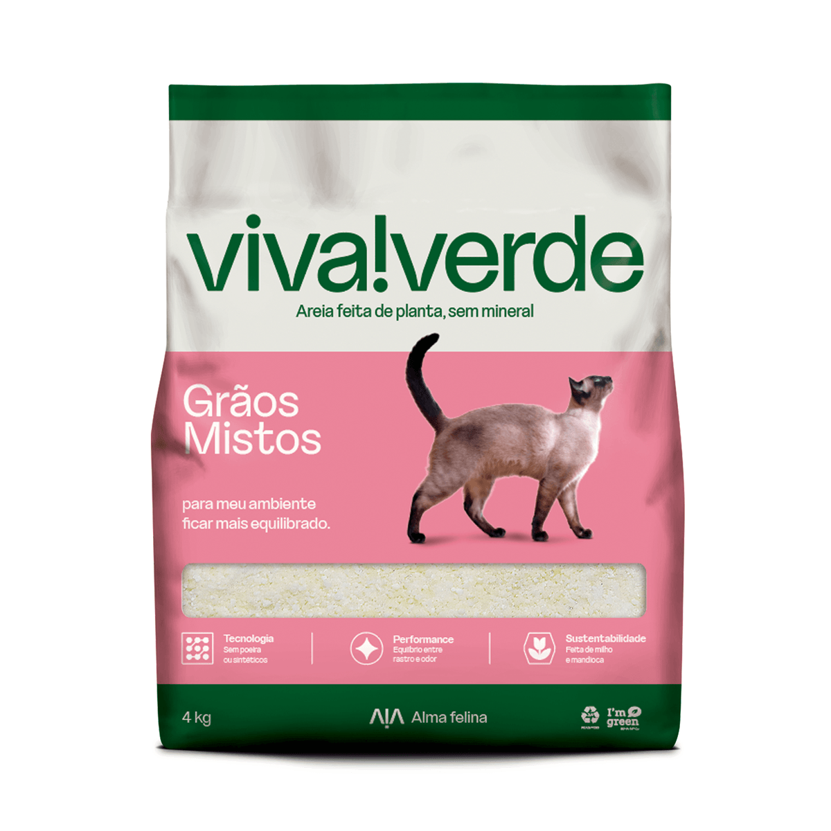 GRANULADO SANITARIO VIVA VERDE 4 KG - GRAOS MISTOS