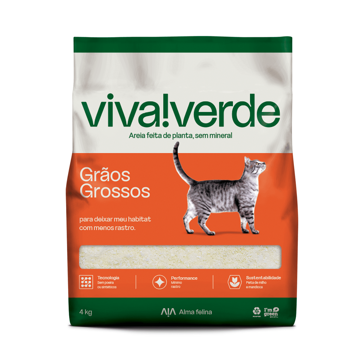 GRANULADO SANITARIO VIVA VERDE 4 KG - GRAOS GROSSOS