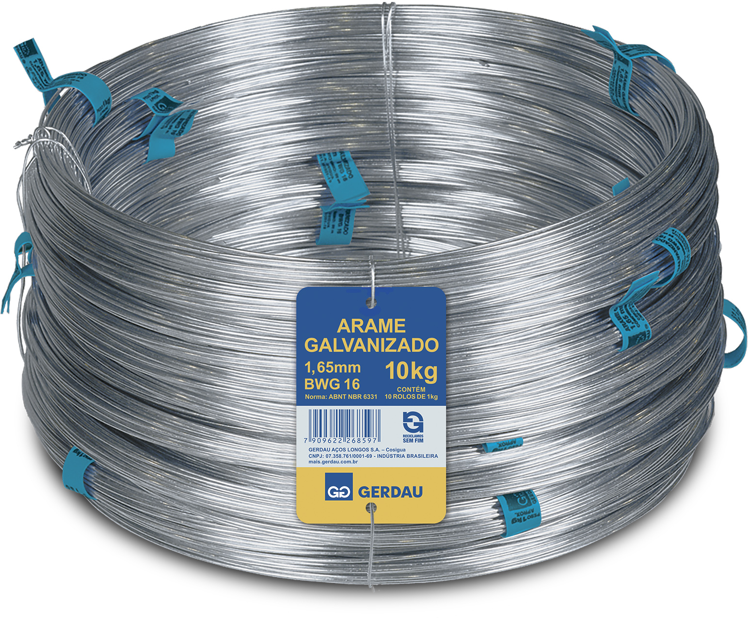 ARAME GALVANIZADO BWG 16 - RL 10X1 KG COMERCIAL - GERDAU
