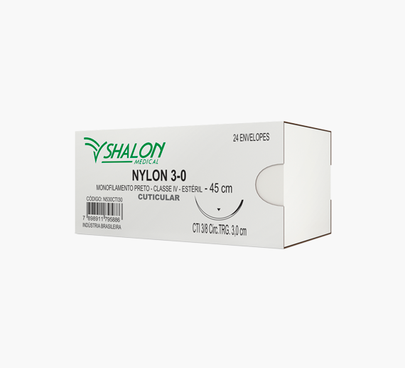 FIO NYLON MONOFILADO PRETO 0 45 CM COM AGULHA 3/8 2.0 CM