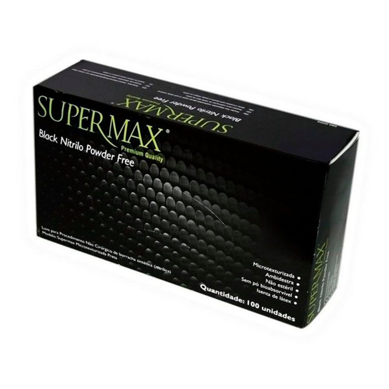 LUVA PROCEDIMENTO NITRILO BLACK SEM PO - P