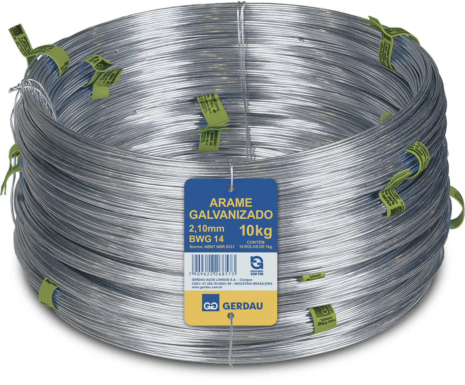 ARAME GALVANIZADO BWG 14 - RL 10X1 KG COMERCIAL - GERDAU
