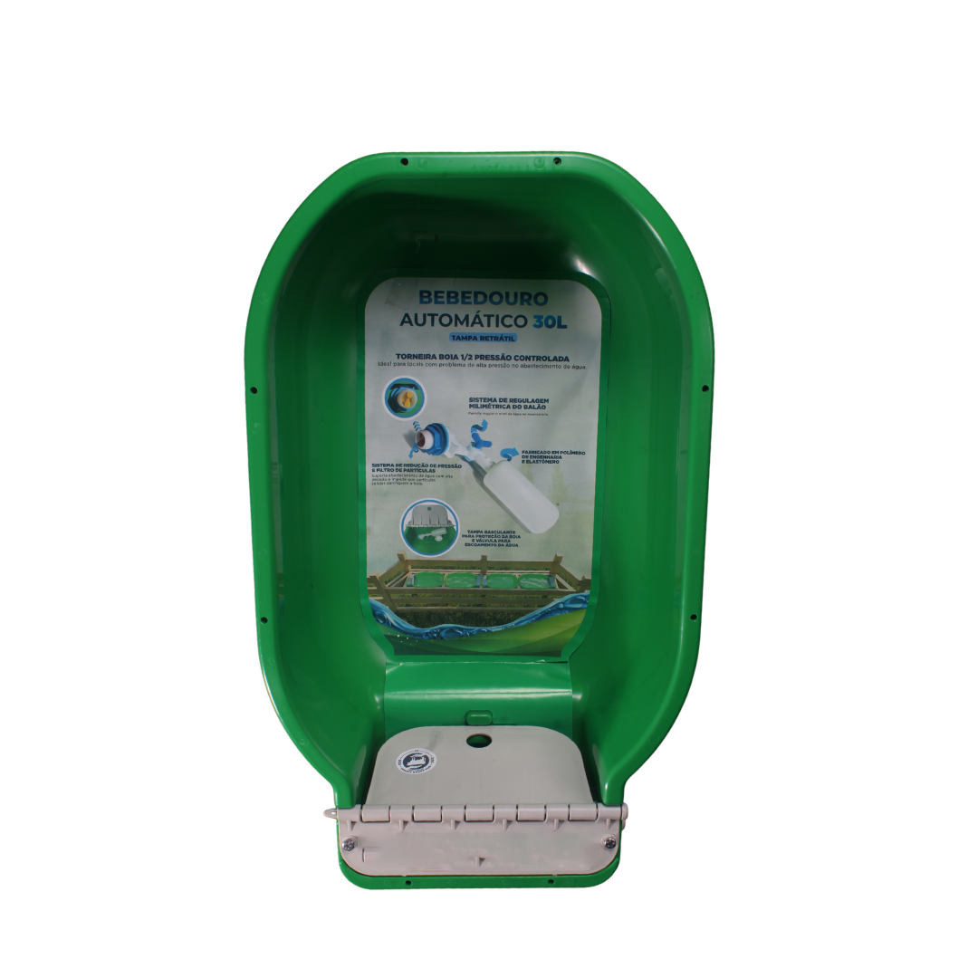 BEBEDOURO COM BOIA TAMPA RETRATIL VERDE 30 LITROS