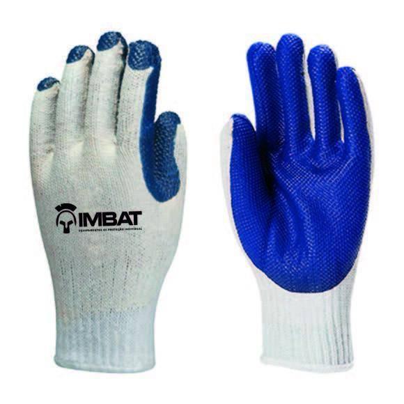 LUVA TRICOTADA EM BORRACHA AZUL VULCANIZADO - 10 GG