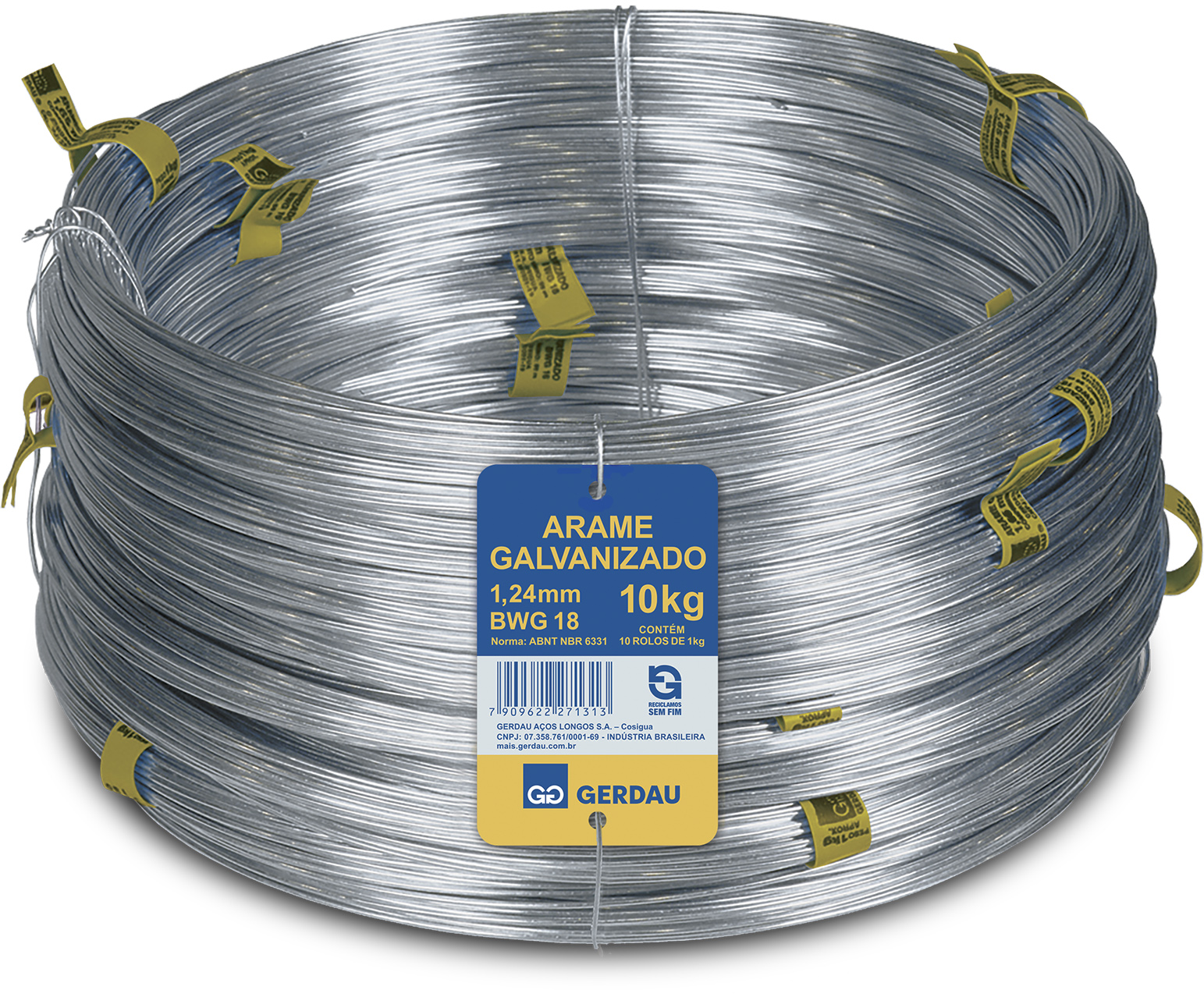 ARAME GALVANIZADO BWG 18 - RL 10X1 KG COMERCIAL - GERDAU