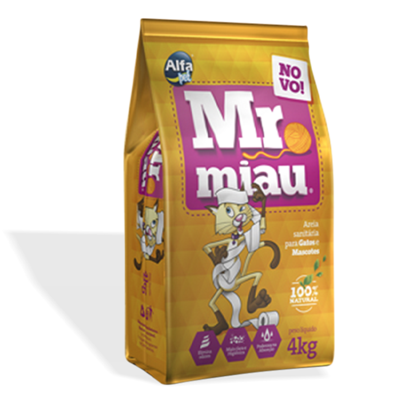 GRANULADO SANITARIO MR MIAU 5 PACOTES 4 KG