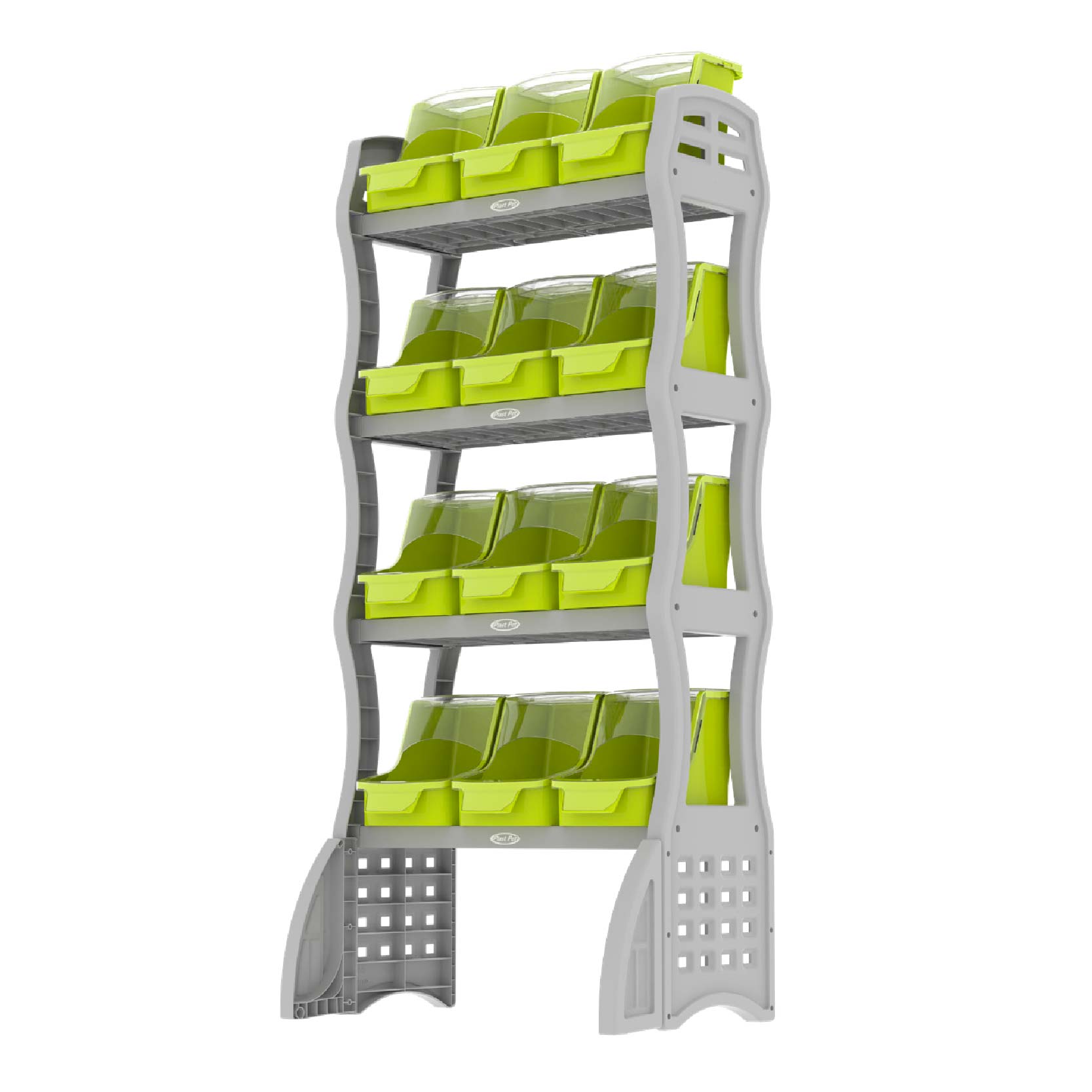 MOVEL PDV CHECK STAND 12 X 5,2 LITROS - VERDE ACIDO E CINZA