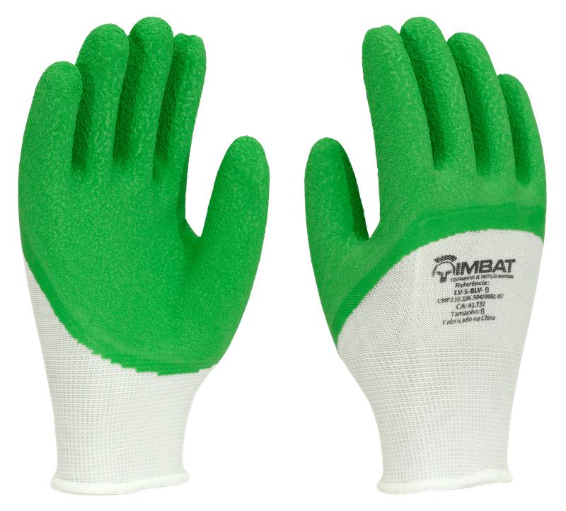 LUVA TRICOTADA COM BANHO JANELA EM LATEX VERDE - 9 G