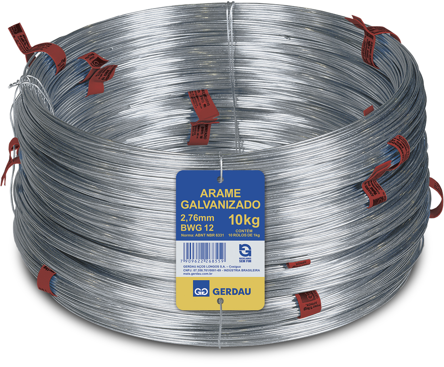 ARAME GALVANIZADO BWG 12 - RL 10X1 KG COMERCIAL - GERDAU