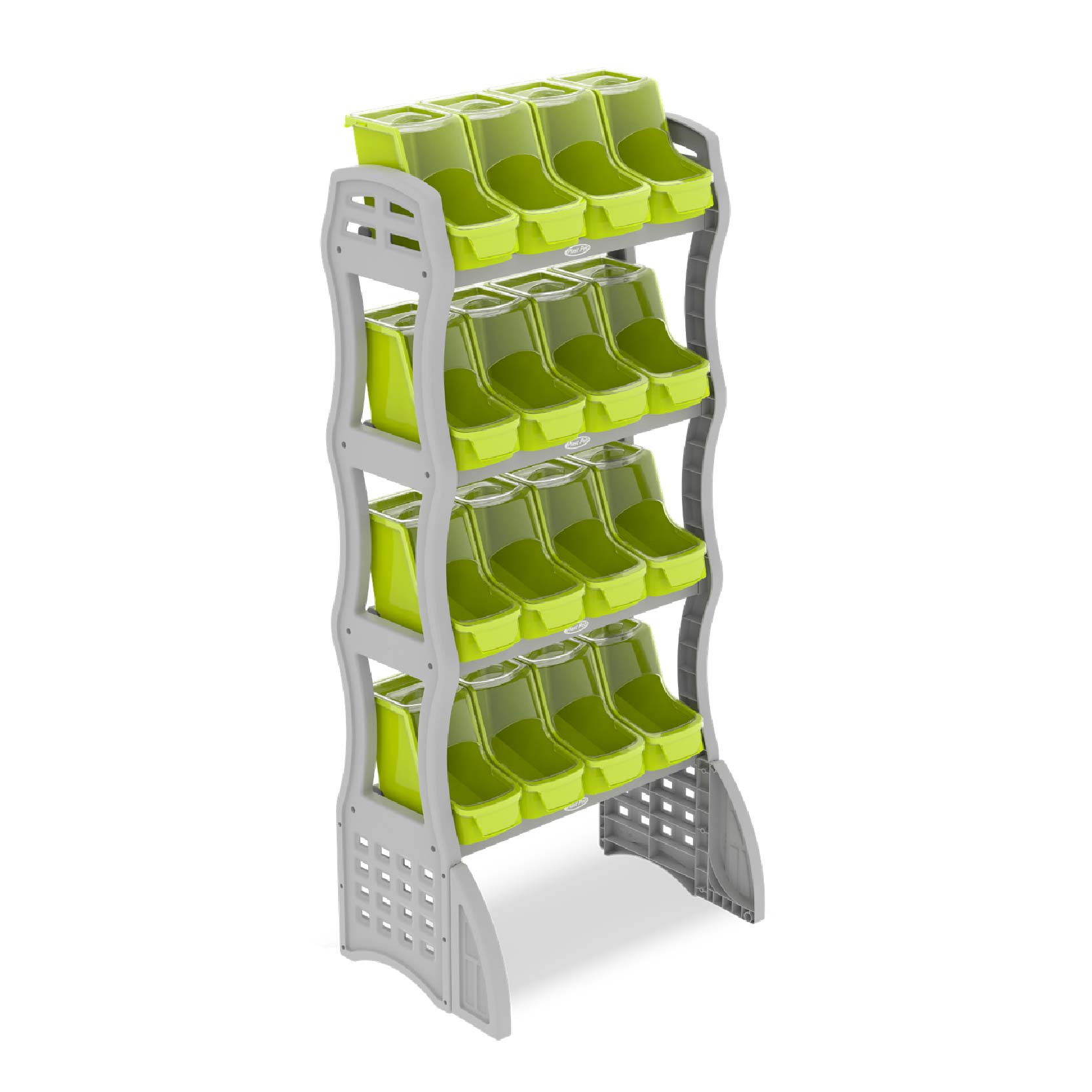 MOVEL PDV CHECK STAND 16 X 3,8 LITROS - VERDE ACIDO E CINZA