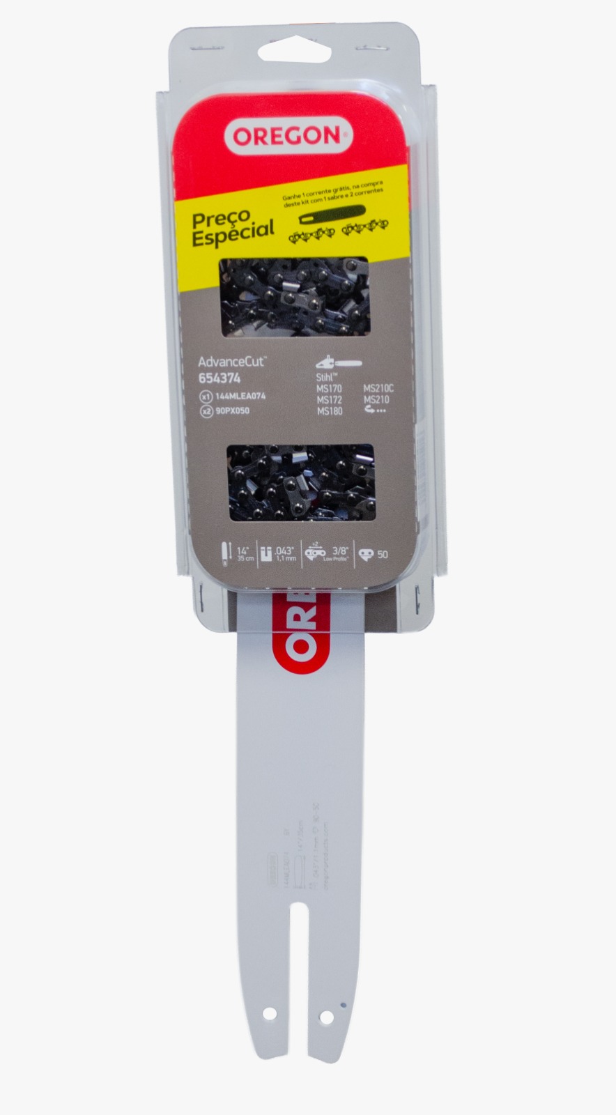 KIT 2 CORRENTES OREGON 90PX 50ELOS 3/8 .043 1,1MM 25 DENTES
