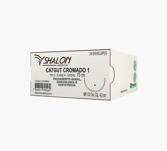 FIO CATGUT CROMADO 0 75 CM COM AGULHA 1/2 3.0 CM