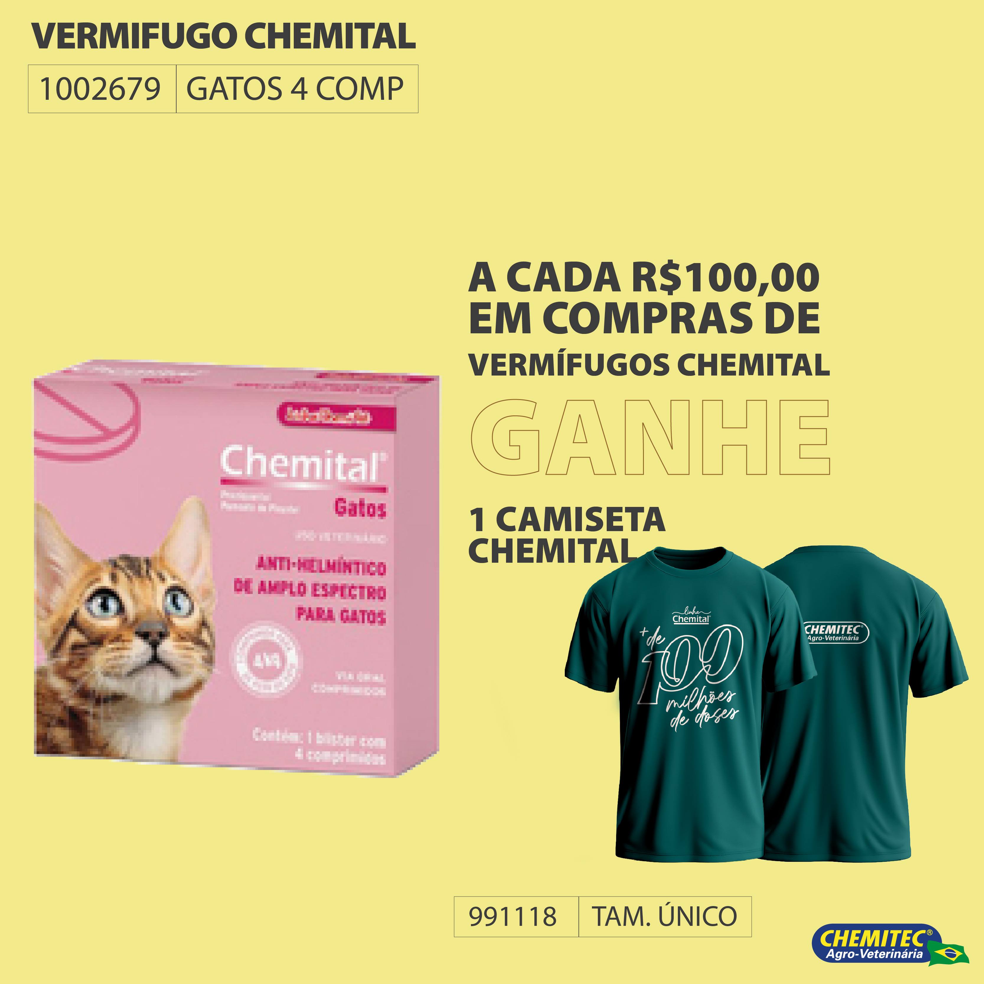VERMIFUGO CHEMITAL GATOS 4 COMP