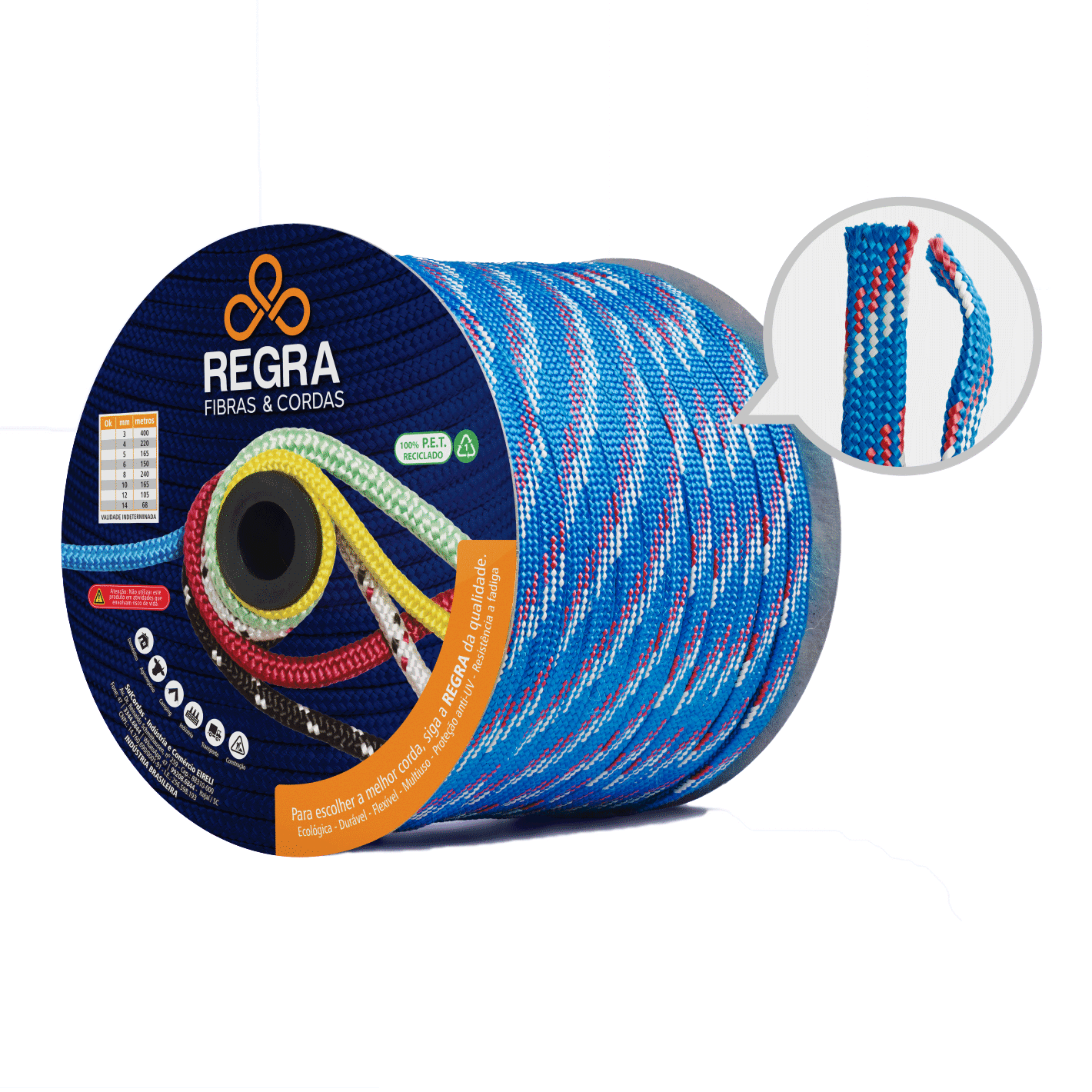 CORDA TR PET CHATA 16 MM 180 MT COLORIDA RL